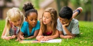 Kids reading a book