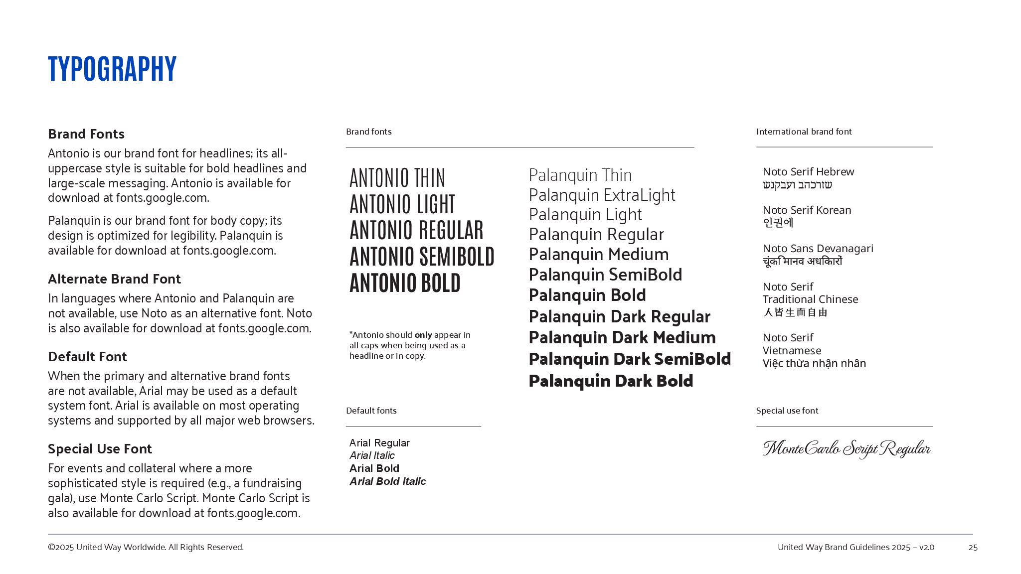 United Way Font Usage UWDE Brand Guidelines - Fonts and Typography